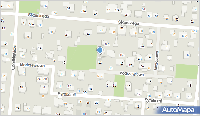Warszawa, Modrzewiowa, 9, mapa Warszawy
