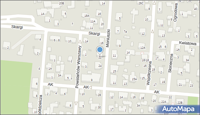 Warszawa, Moniuszki Stanisława, 22, mapa Warszawy