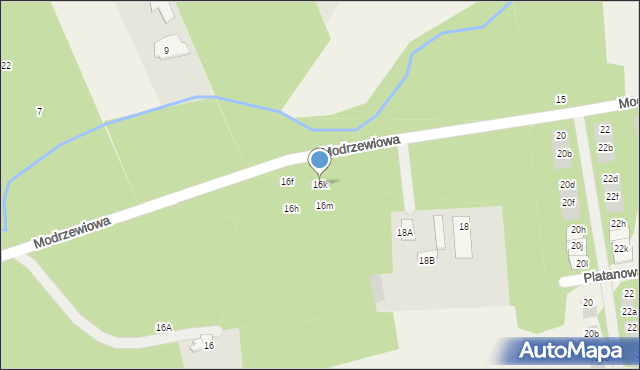 Wiązowna, Modrzewiowa, 16k, mapa Wiązowna