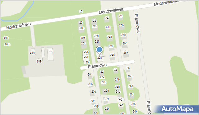 Wiązowna, Modrzewiowa, 22k, mapa Wiązowna