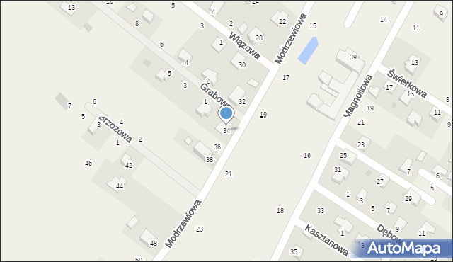 Widna Góra, Modrzewiowa, 34, mapa Widna Góra