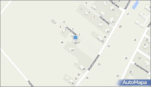 Widna Góra, Modrzewiowa, 42, mapa Widna Góra