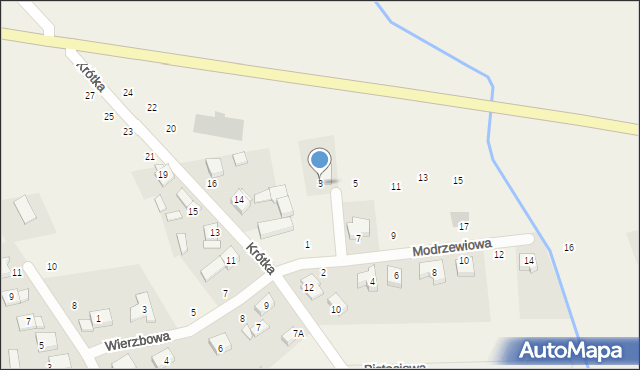 Więckowice, Modrzewiowa, 3, mapa Więckowice
