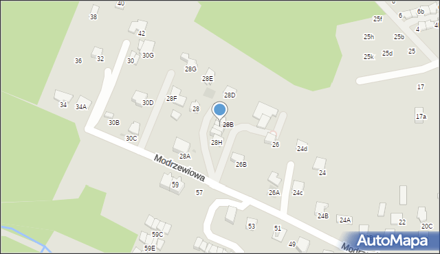 Wieliczka, Modrzewiowa, 28K, mapa Wieliczka