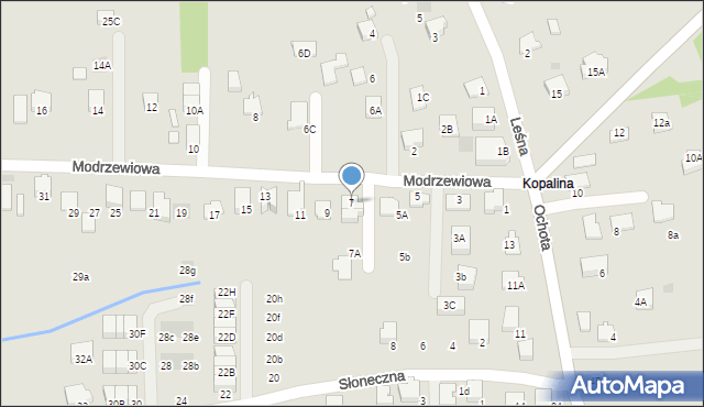 Wieliczka, Modrzewiowa, 7, mapa Wieliczka