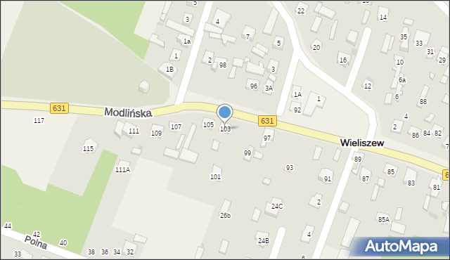 Wieliszew, Modlińska, 103, mapa Wieliszew