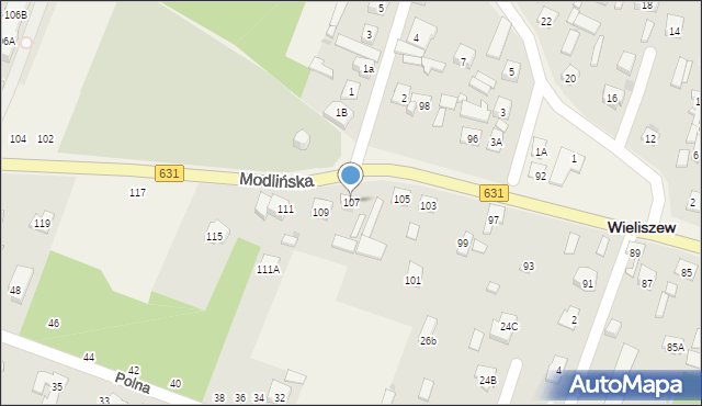 Wieliszew, Modlińska, 107, mapa Wieliszew