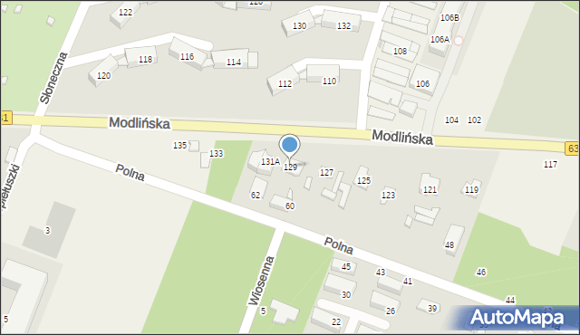 Wieliszew, Modlińska, 129, mapa Wieliszew