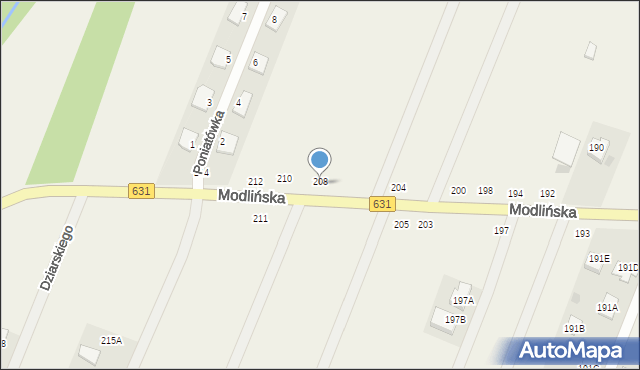 Wieliszew, Modlińska, 208, mapa Wieliszew