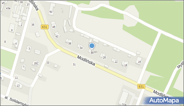 Wieliszew, Modlińska, 30, mapa Wieliszew