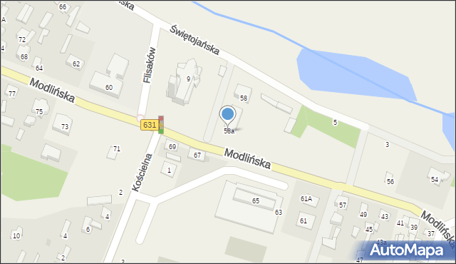 Wieliszew, Modlińska, 58a, mapa Wieliszew