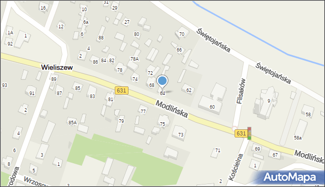 Wieliszew, Modlińska, 64, mapa Wieliszew
