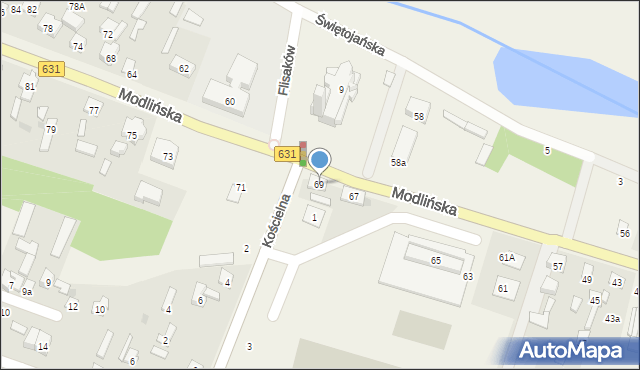 Wieliszew, Modlińska, 69, mapa Wieliszew