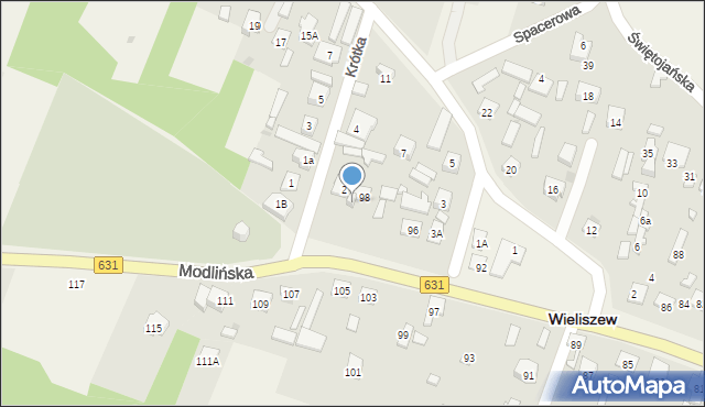 Wieliszew, Modlińska, 98a, mapa Wieliszew