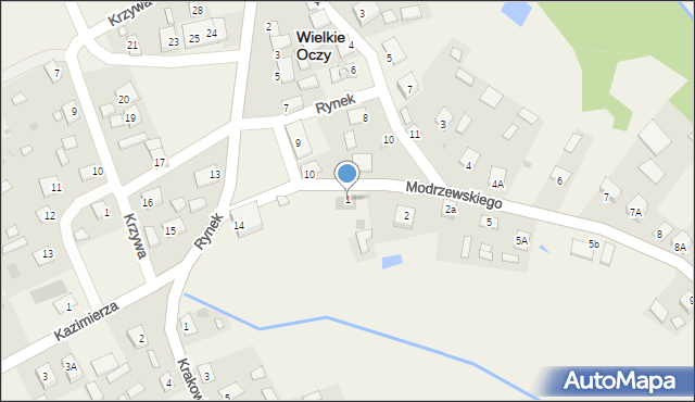 Wielkie Oczy, Modrzewskiego, 1, mapa Wielkie Oczy