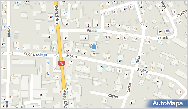Wieluń, Mokra, 22, mapa Wieluń