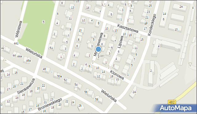 Wieruszów, Modrzewiowa, 2, mapa Wieruszów