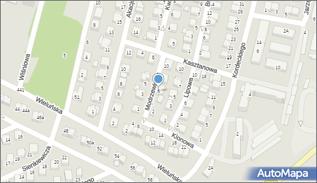 Wieruszów, Modrzewiowa, 6, mapa Wieruszów