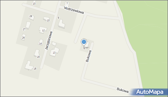 Wilkasy, Modrzewiowa, 9, mapa Wilkasy