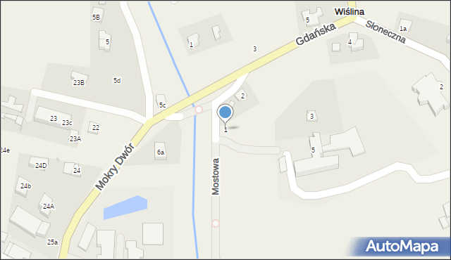 Wiślina, Mostowa, 1, mapa Wiślina