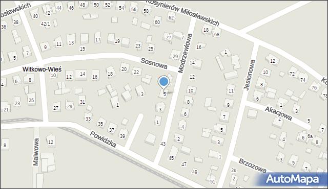 Witkowo, Modrzewiowa, 5, mapa Witkowo