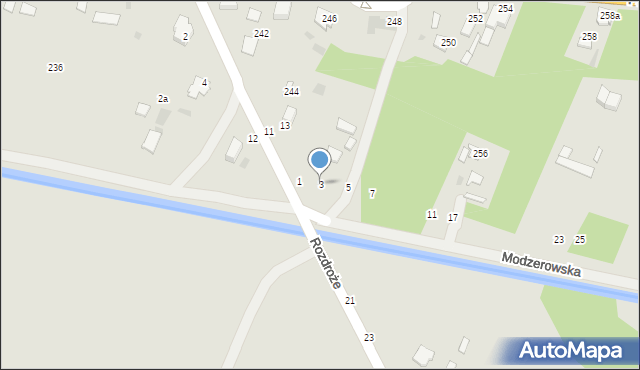 Włocławek, Modzerowska, 3, mapa Włocławka
