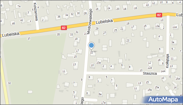 Włodawa, Modrzewskiego, 12, mapa Włodawa