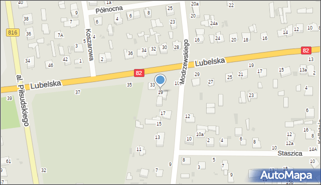 Włodawa, Modrzewskiego, 19, mapa Włodawa