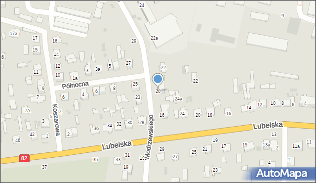 Włodawa, Modrzewskiego, 20, mapa Włodawa