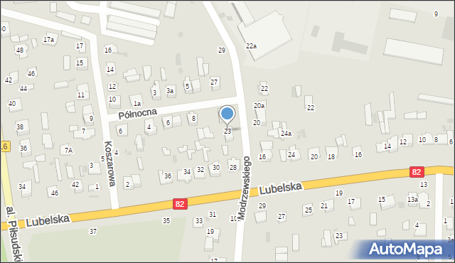 Włodawa, Modrzewskiego, 23, mapa Włodawa