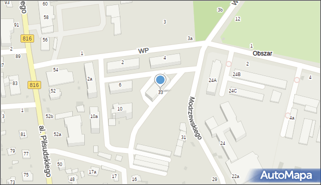 Włodawa, Modrzewskiego, 33, mapa Włodawa