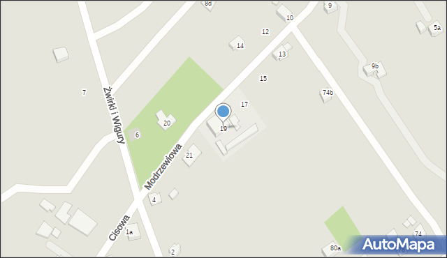 Wodzisław Śląski, Modrzewiowa, 19, mapa Wodzisławia Śląskiego