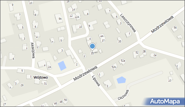 Wójtowo, Modrzewiowa, 33, mapa Wójtowo