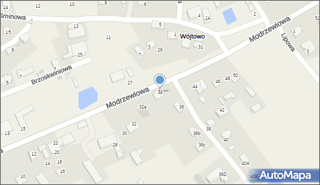Wójtowo, Modrzewiowa, 34, mapa Wójtowo