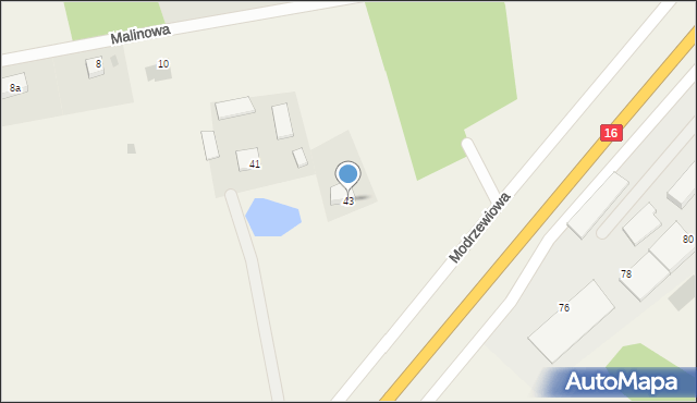 Wójtowo, Modrzewiowa, 43, mapa Wójtowo