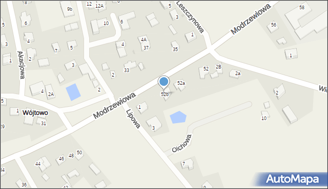 Wójtowo, Modrzewiowa, 52b, mapa Wójtowo