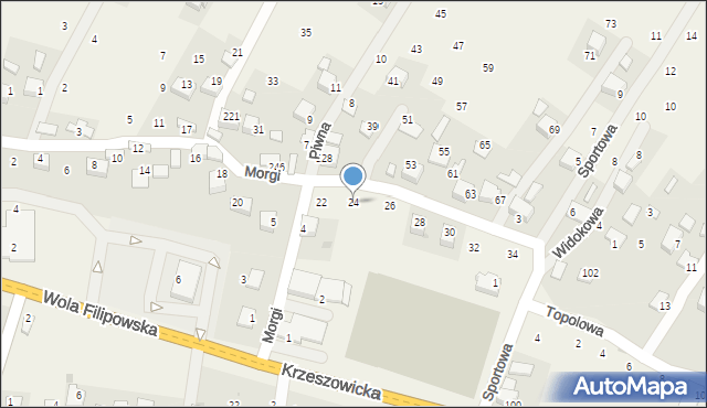 Wola Filipowska, Morgi, 24, mapa Wola Filipowska
