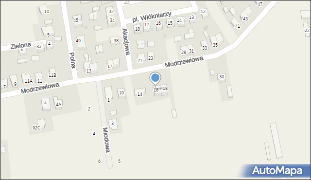 Wola Moszczenicka, Modrzewiowa, 16, mapa Wola Moszczenicka