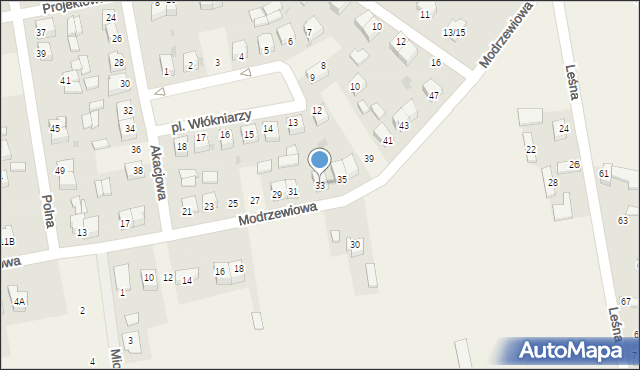 Wola Moszczenicka, Modrzewiowa, 33, mapa Wola Moszczenicka