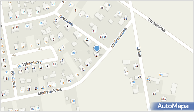 Wola Moszczenicka, Modrzewiowa, 47, mapa Wola Moszczenicka