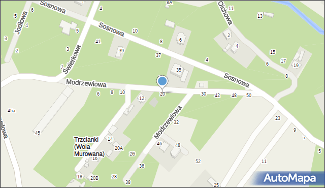 Wola Murowana, Modrzewiowa, 20, mapa Wola Murowana