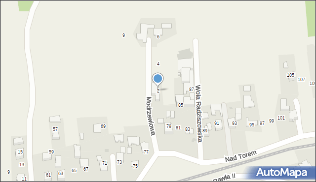 Wola Radziszowska, Modrzewiowa, 2, mapa Wola Radziszowska