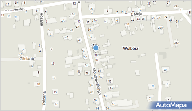 Wolbórz, Modrzewskiego, 49, mapa Wolbórz