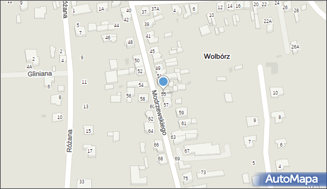 Wolbórz, Modrzewskiego, 55, mapa Wolbórz