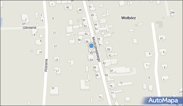 Wolbórz, Modrzewskiego, 62, mapa Wolbórz