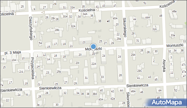 Wołomin, Moniuszki Stanisława, 22, mapa Wołomin