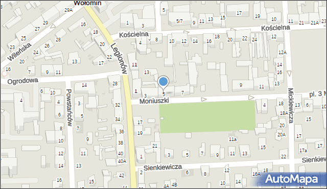 Wołomin, Moniuszki Stanisława, 5, mapa Wołomin
