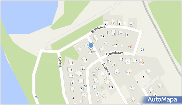 Woszczele, Modrzewiowa, 3, mapa Woszczele