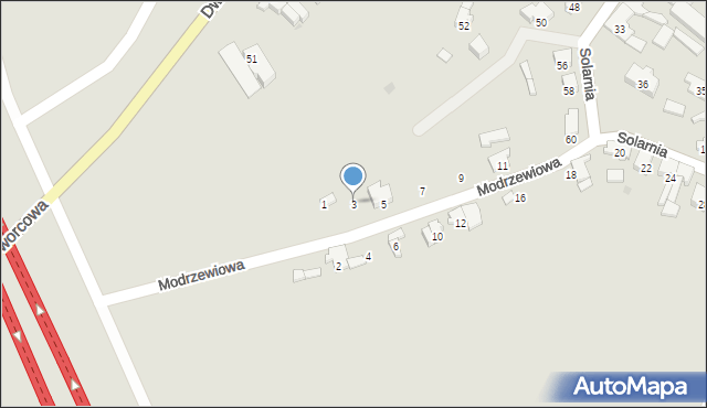 Woźniki, Modrzewiowa, 3, mapa Woźniki