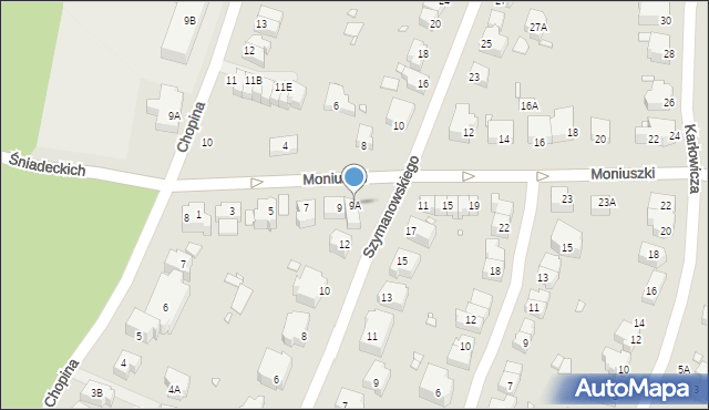 Wrocław, Moniuszki Stanisława, 9A, mapa Wrocławia